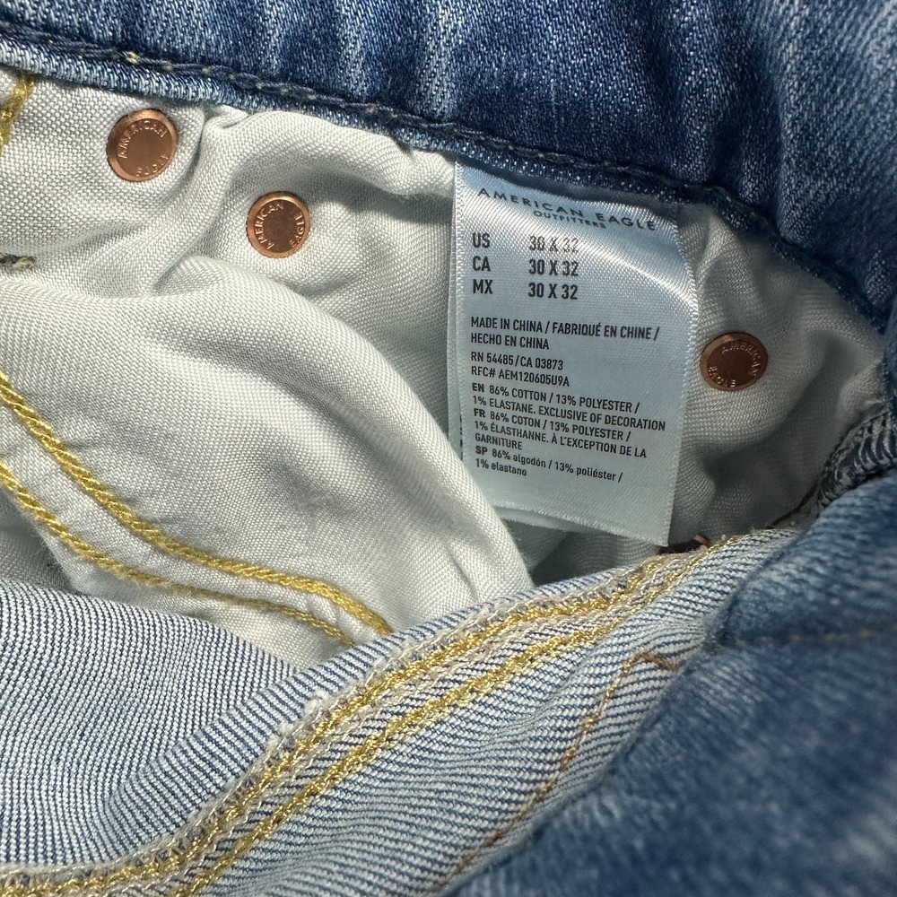 American Eagle Outfitters Jeans Mens 30x32 Blue Cotton Denim Straight Leg Slim - Picture 7 of 11